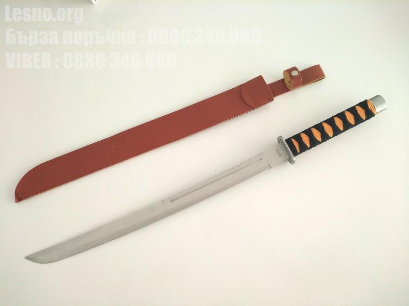 Sekizo Japanese Sword Боен меч остър с кожена кания
