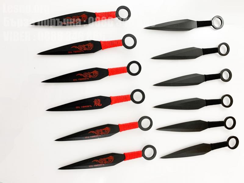 Ножове за хвърляне много добре балансирани с текстилен калъф - комплект 12 броя