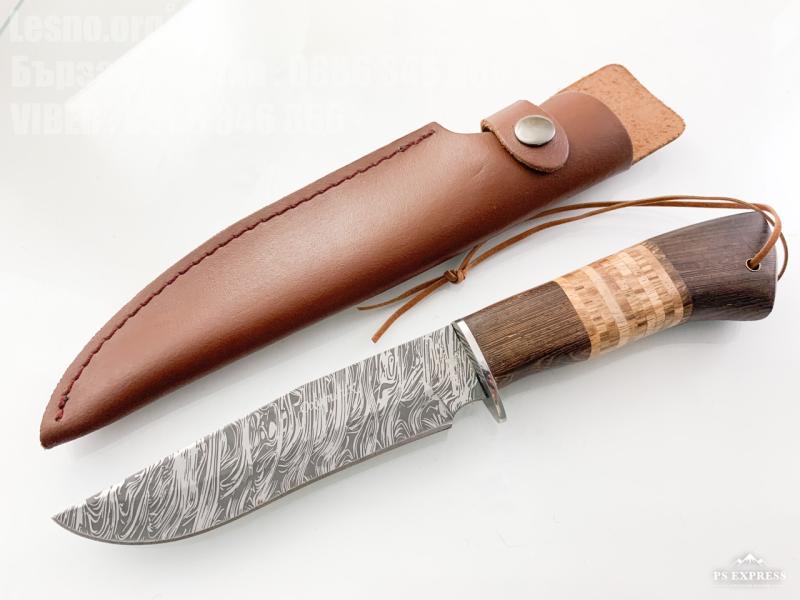 Руски ловен нож кожена кания остър като бръснач подходящ за лов стомана стал 65х13 - Охотник