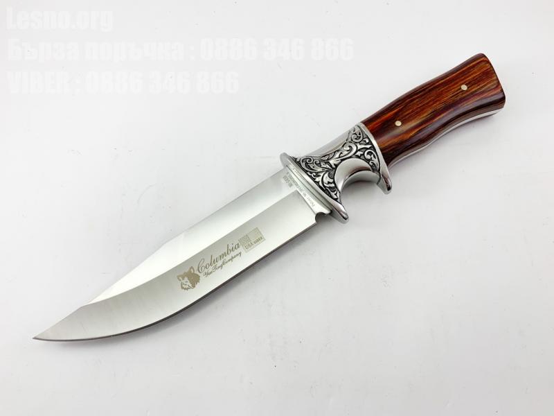 Ловен нож от закалена стомана и метален гард с флорални мотиви