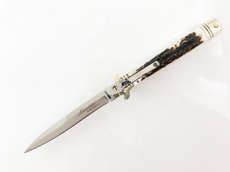 Сгъваем автоматичен нож , с чирени от еленов рог, АKC Italy стилето