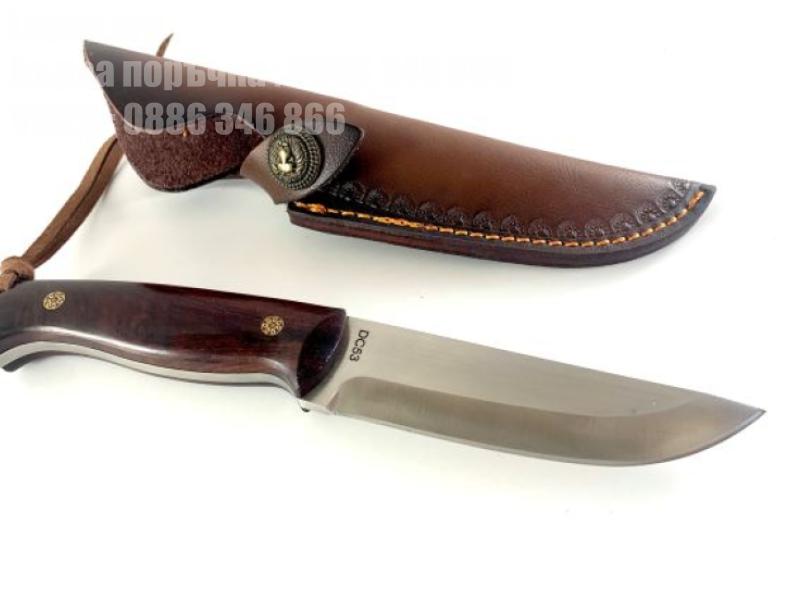 Ловен нож масивен фултанг DC53 steel кожен калъф - Knives