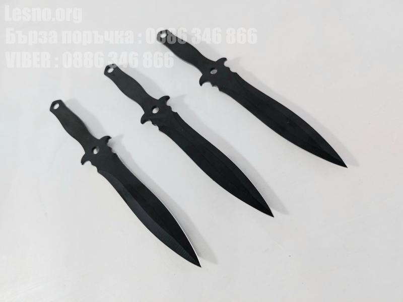 Ножове кунай ками за хвърляне с черно тефлоново покритие - комплект 3 броя