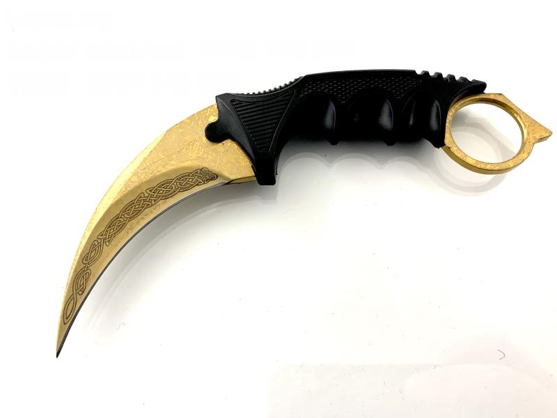 Нож TOPOINT Gold Karambit, нож с фиксирано острие от неръждаема стомана с калъф и нож CS-GO 