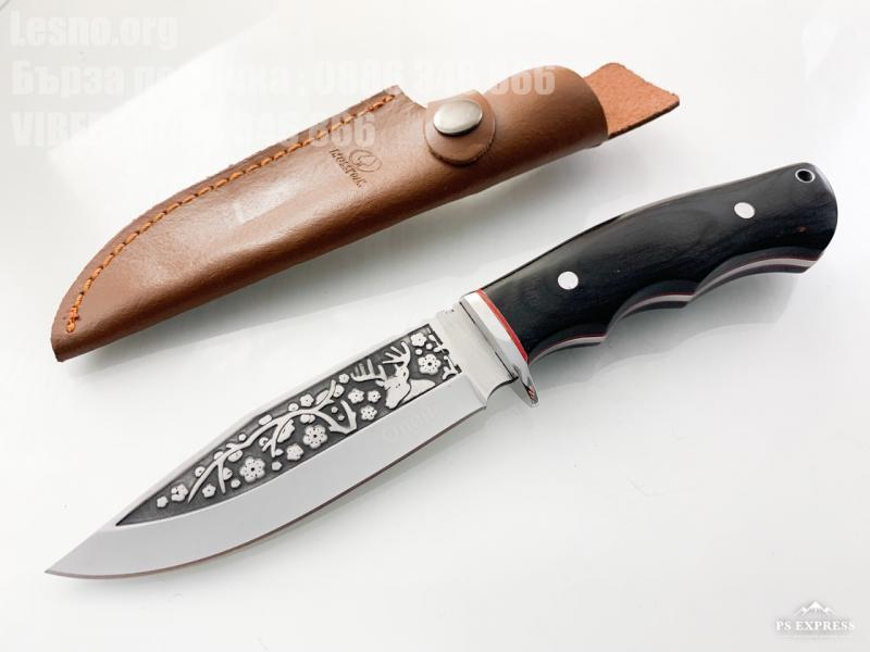 Руски ловен нож фултанг с гравиран Оленъ Елен на острието