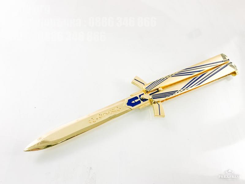 Нож играчка пеперуда тип кама златист цвят изработена от алуминий