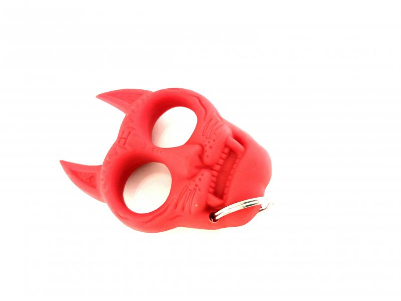 Бокс - тип ключодържател форма на котка червен,метален с каучуково покритие