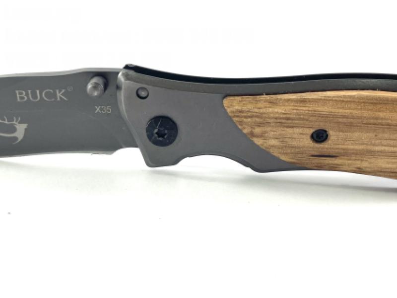 Сгъваем джобен нож с кожен калъф Buck X35