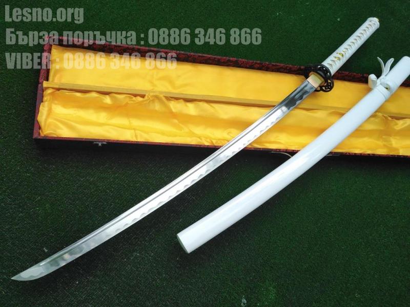 Самурайски меч катана танто,Tanto бял калъф карбонова стомана