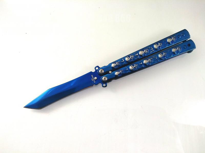 Метален нож пеперуда  с острие танто Blue Zombie Killer остър 