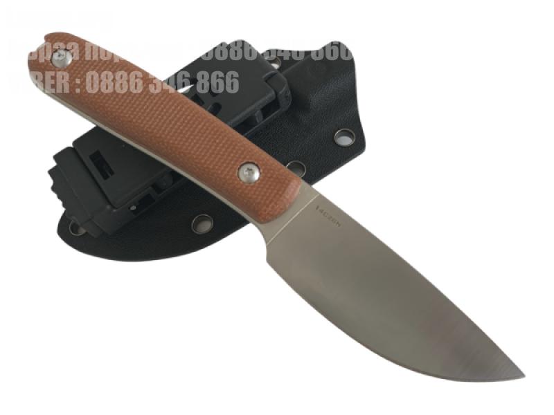 Ловен нож с KYDEX калъф  острие шведска неръждаема стомана 14C28N -Brown Knives