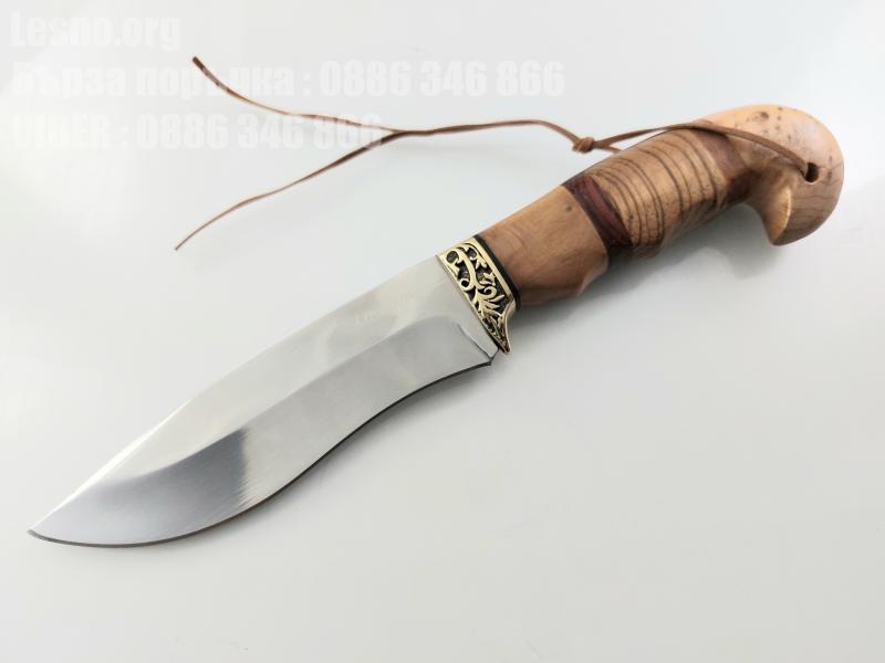 Руски ловен  нож с извито острие подходящ за дране Охотник стал 65х13