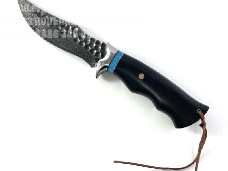 Ловен нож от японска дамаска стомана с дръжка от абаносово дърво Model Q089