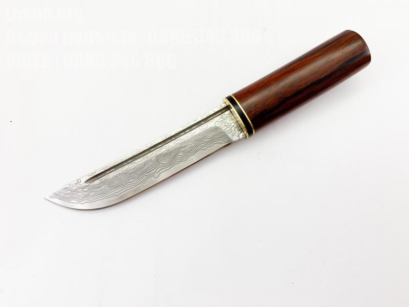 Ръчно направен ловен нож от дамаска стомана махагонова дръжка само за ценители