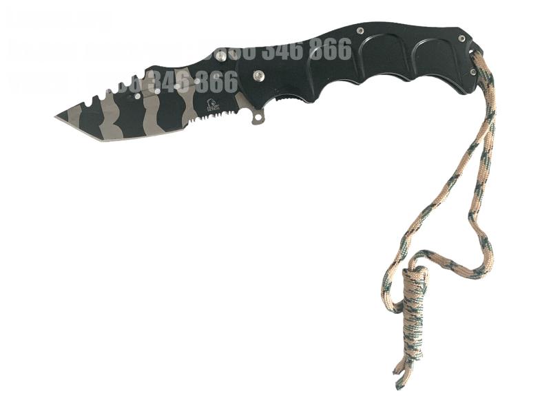 Сгъваем джобен тактически нож частично серетирано острие