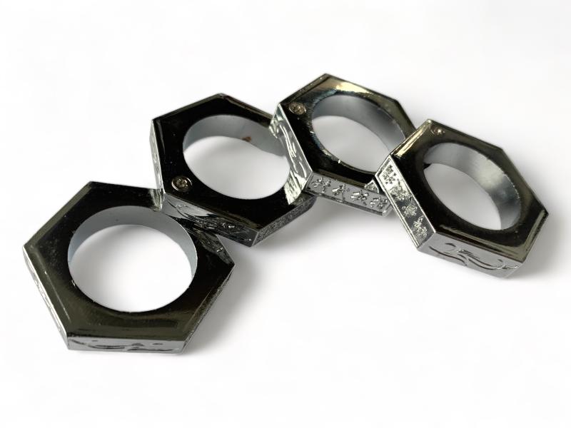Геометричен самозащитен пръстен за мъже,  От неръждаема стомана