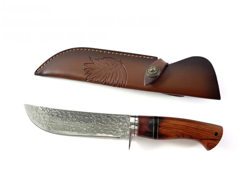 Ръчно направен ловен нож от Damask steel дръжка от Rosewood