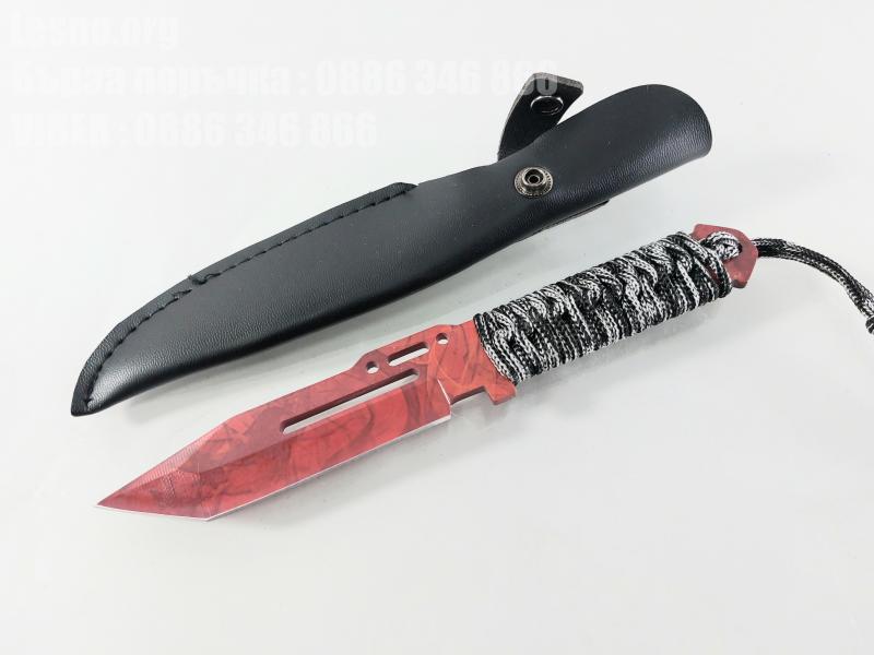  CS GO  Counter Strike Tactical knife тактически ловен  нож с паракорд и кожена кания модел 3