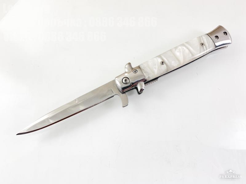 Автоматичен сгъваем джобен нож дръжка от бял кориан дизайн взаимстван от Stilleto