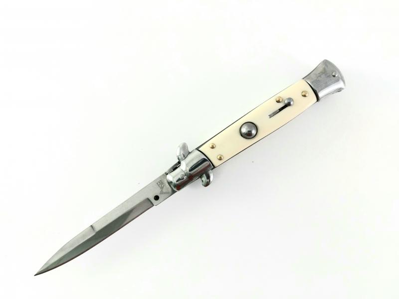 Сгъваем автоматичен нож дизайн стилето дръжка бял кориан