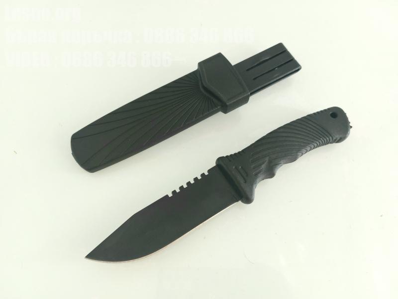 Водолазен ловен нож с полимерен калъф черно тефлоново острие