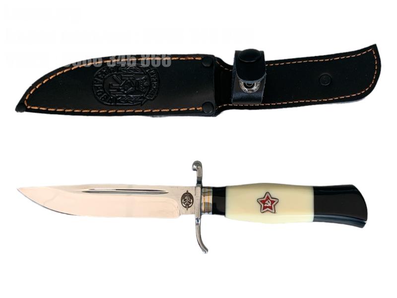 Надеждност и елегантност Нож с фиксирано острие Finka с кожена кания и стомана 95х18