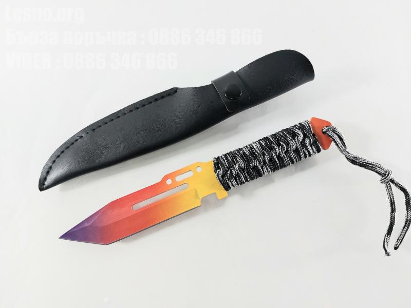  CS GO  Counter Strike Tactical knife тактически ловен  нож с паракорд и кожена кания модел 1