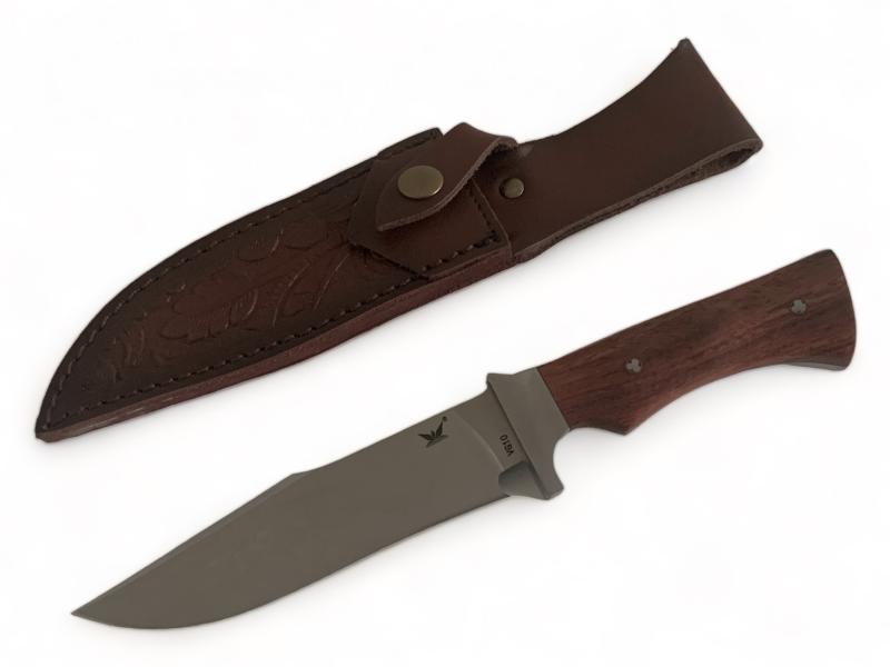 Ръчно направен ловен нож с острие от VG10 стомана и дръжка от махагон