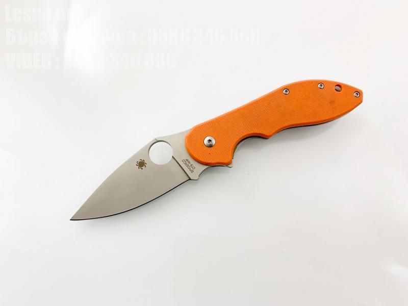 Сгъваем автоматичен нож с оранжева дръжка G10 Spyderco cts-xhp