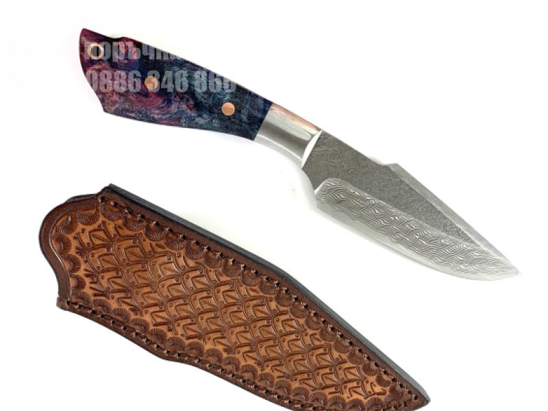 Ръчно направен ловен нож от дамаска японска стомана дръжка от дърво и смола LP11