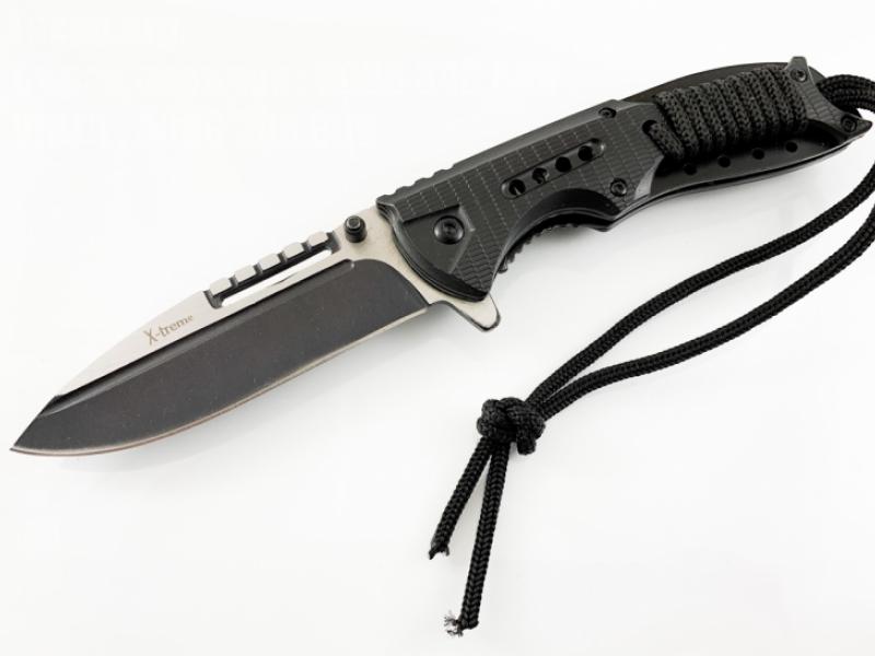 Сгъваем полуавтоматичен джобен нож с оксидирано частично острие - X-treme pocket knife 
