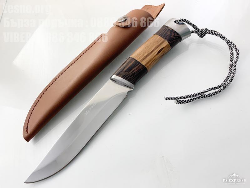 Руски ловен нож с кожена кания и паракорд - Медведев
