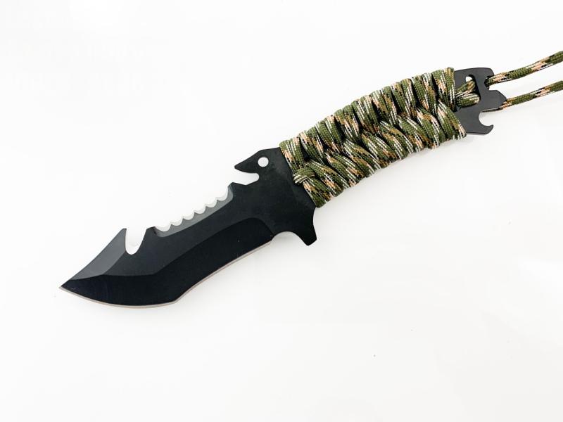 Мултифункционален ловен нож с дръжка от паракорд и резец за въжета