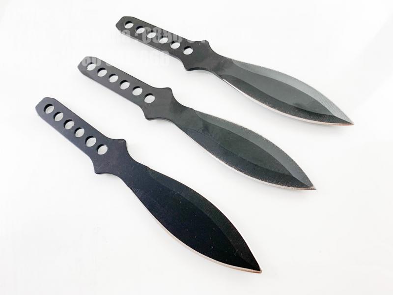 Класически черни добре балансирани ками ножове кунай  за хвърляне с калъф за носене на колан