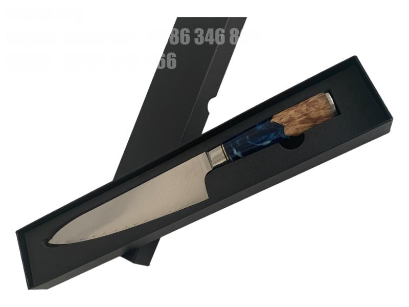 Професионален Кухненски Нож DAMASK - J007 с Японска Дамаска Стомана и Полирана Дръжка от Дърво и Смола