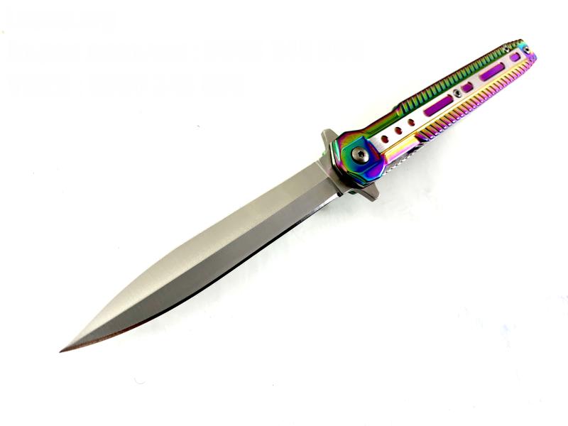 Автоматичен нож  кама  метален Rainbow  едностранно заточен 