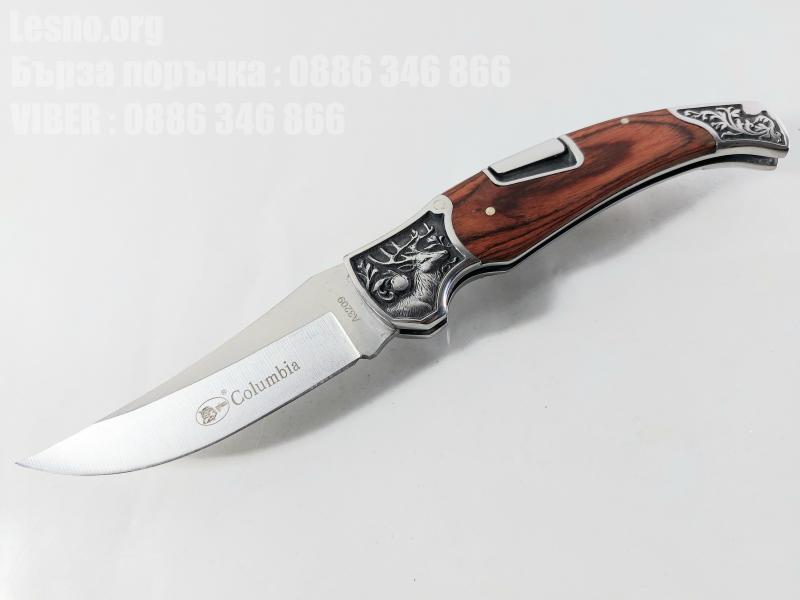 Columbia pocket knife А3209  Сгъваем джобен нож с гравиран Елен на гарда