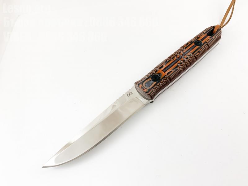 Ръчно направен ловен нож от D2 стомана и дръжка G10 