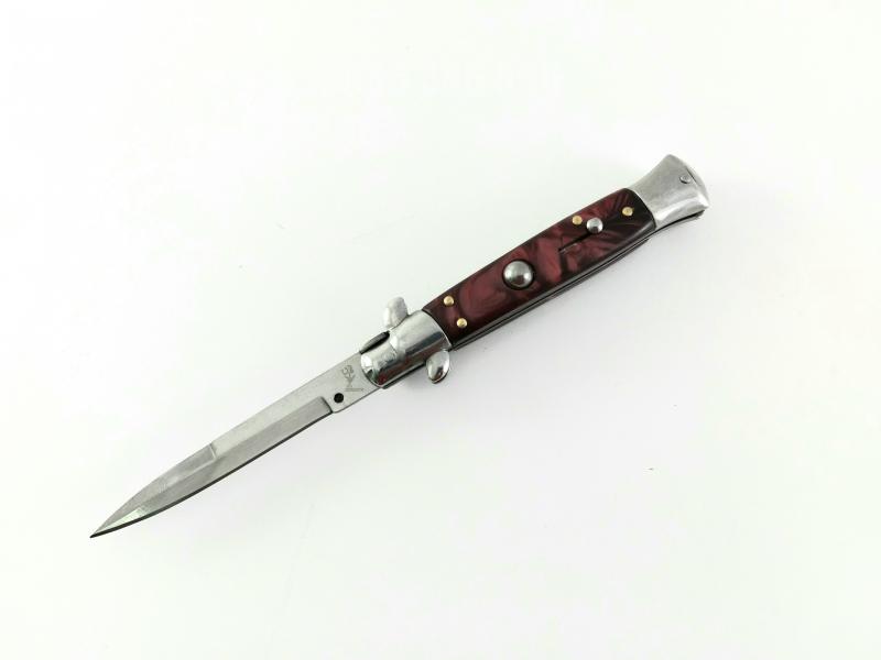 Сгъваем автоматичен  нож дизайн стилето дръжка червеночерен  кориан