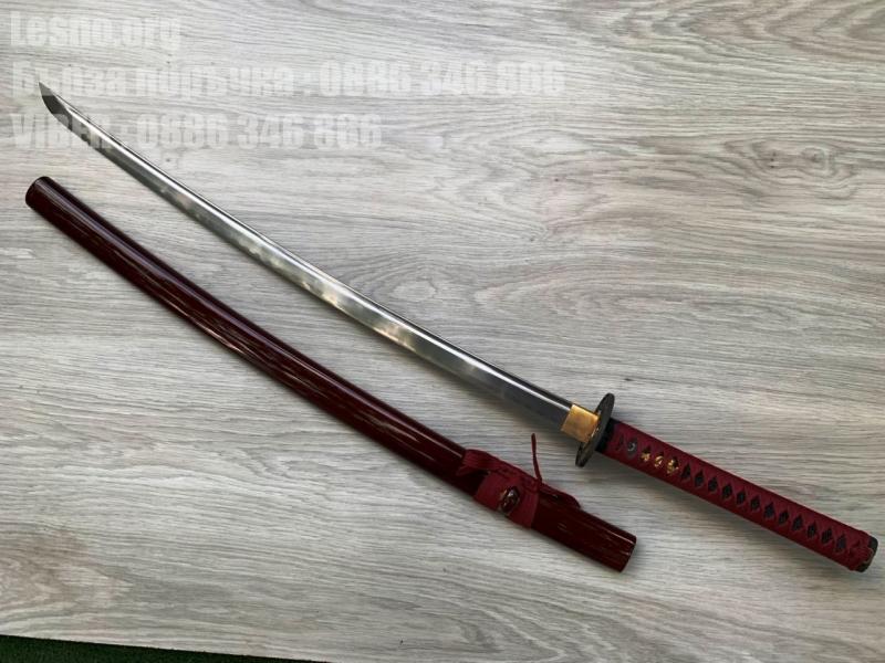 Самурайски меч катана танто,Tanto червен калъф карбонова стомана