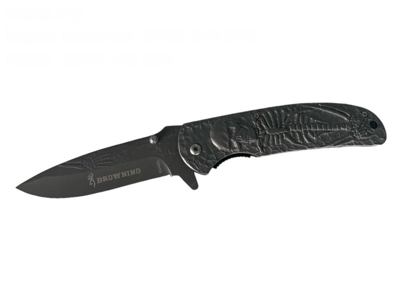 Сгъваем автоматичен нож метален с 3D картина на Черепи Browning B046C