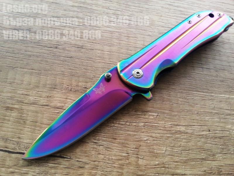 Масивен тежък полуавтоматичен нож цвят хамелеон - Benchmade DA95