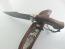Ръчно направен ловен нож от кована дамаска стомана с дръжка от сандалово дърво и кориан