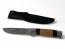 Двустранно гравиран ловен нож с многослойна дръжка и текстилен калъф