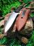 Ловен нож от масивна закалена стомана и дървена кания с клипс за колан- Fox knifes