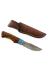 Ловен нож от дамаска стомана с дръжка от цветен Кориан и махагон