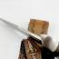 Ловен нож ръчно направен от дамаска японска стомана - кожен калъф инкрустиран с кръст 