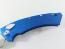 Сгъваем автоматичен нож- Run Hawk - извито  острие тип карамбит, сини алуминиеви дръжки