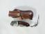 Сгъваем автоматичен  джобен нож от японска дамаска стомана  с кожен калъф за носене на колан