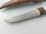 Ловен нож от японска дамаска стомана , дръжка от дърво и кориан имитиращ слонова кост модел 2